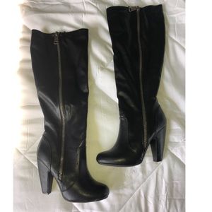 Knee high black booties